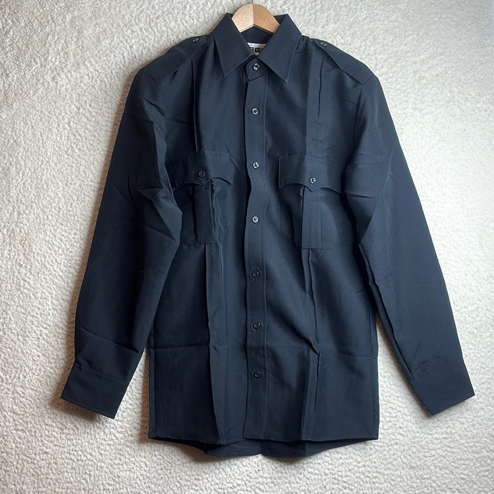 NWT Safeguard Mens Dark Gray Security Guard Long Sleeve Uniform Shirt S SMALL
